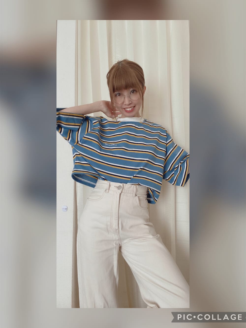 「シンプルコーデ、パンツスタイル、ラフ、ボーダー、プチプラコーデ、おしゃれさんと繋がりたい、サンダル」｜「URBAN RESEARCHのワイドストレートデニムパンツ（デニムパンツ、ホワイト系）」を使った、amu1002さん（レディース・159cm）の夏コーディネートの2枚目の写真