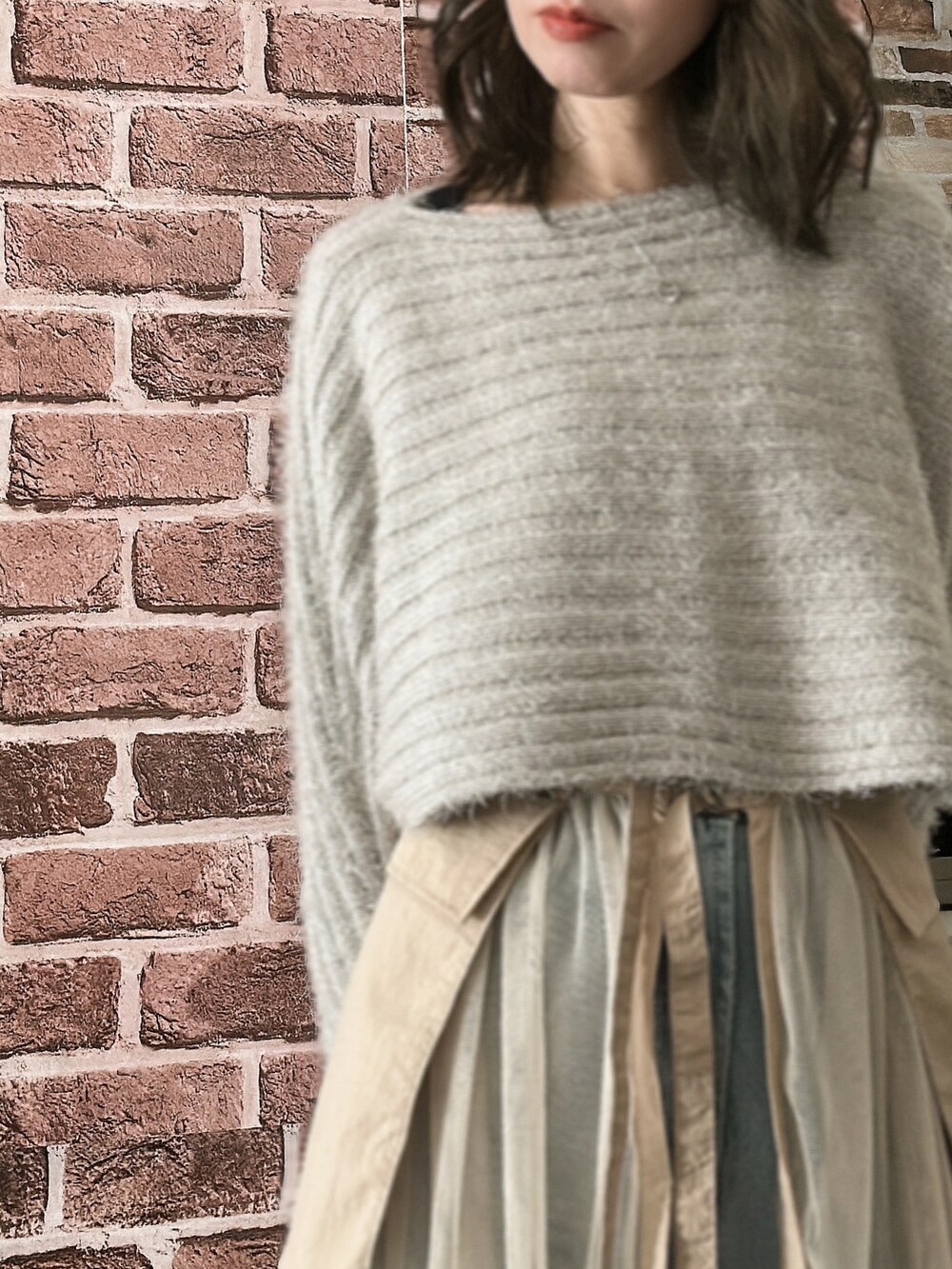 「大人可愛い、チュールスカート、プチプラコーデ、ショート丈」｜「cepoのアイテム（ニット/セーター、シルバー系）」を使った、amu1002さん（レディース・159cm）の冬コーディネートの2枚目の写真