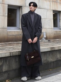 CLEL】Wool Blend Herringbone Tweed Coat / ウールブレンド