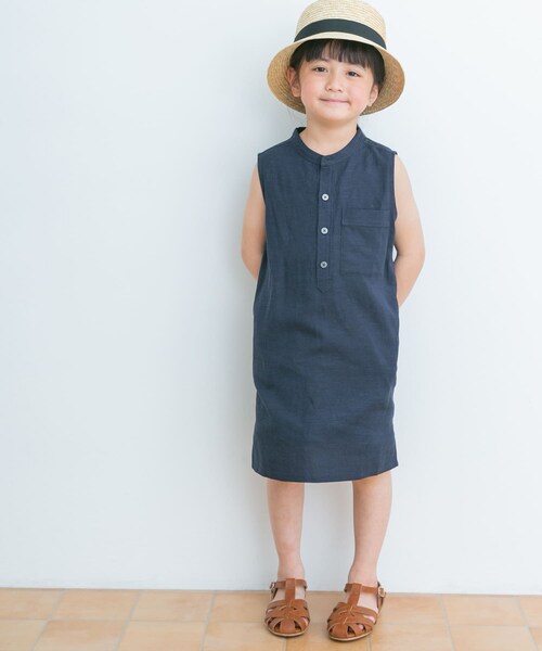 URBAN RESEARCH DOORS（アーバンリサーチドアーズ）の「リネンレーヨンノースリーブワンピース(KIDS)（ワンピース・キッズ・NAVY/BLUE・105/120/135）」の5枚目の写真