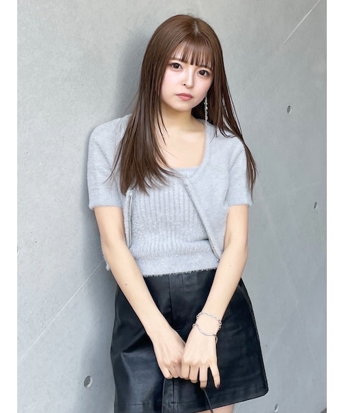 MURUA（ムルーア）の「シャギージップカーデ×キャミSET（カーディガン/ボレロ・レディース・ライトグレー/ダークグレー/オレンジ/ブルー・F）」の3枚目の写真
