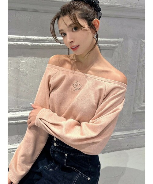 RESEXXY（リゼクシー）の「ルーズオフショルスウェット（スウェット・レディース・ホワイト/ブラック/ピンク・F）」の6枚目の写真