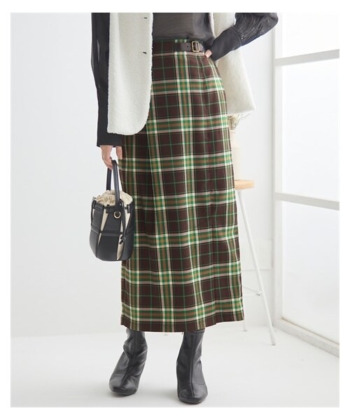 nissen（ニッセン）の「チェックロングセミタイトスカート【Otona Purete】（スカート・レディース・ブルー系/グリーン系・M/L/LL/3L/4L/5L/6L）」の5枚目の写真