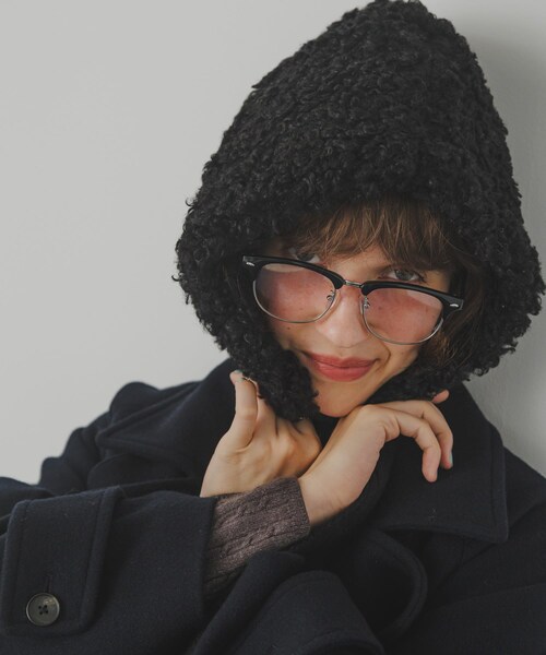 SMELLY（スメリー）の「ループボアボンネット（ニットキャップ/ビーニー・レディース・BEG/BLK・-）」の5枚目の写真