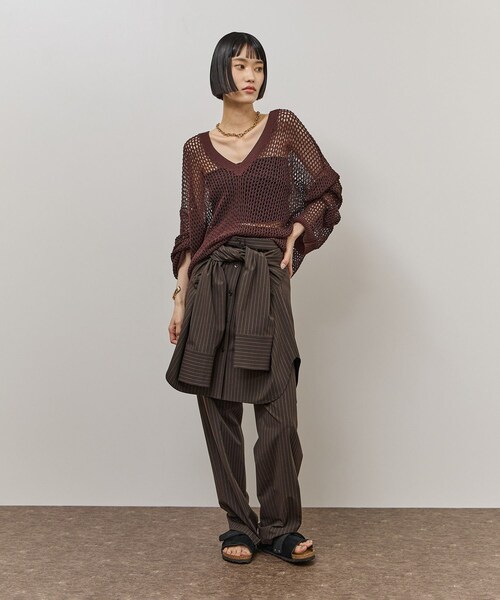 ADAM ET ROPE'(アダムエロペ)の「マルチWAYレイヤードシャツパンツ/接触冷感(スラックス・レディース・グレー/ダークブラウン・34/36/38)」の19枚目の写真