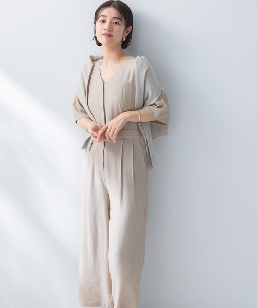 URBAN RESEARCH ROSSO（アーバンリサーチロッソ）の「リネンライク5分袖オールインワン（つなぎ/オールインワン・レディース・BLACK/BEIGE・36/38）」の22枚目の写真