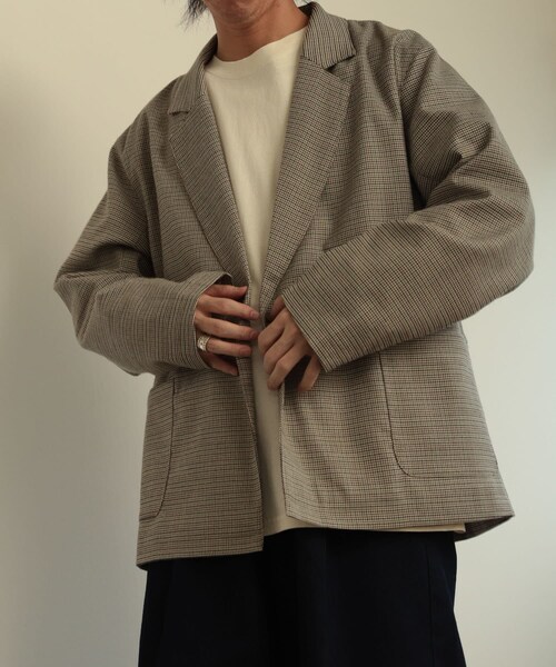 SENSE OF PLACE by URBAN RESEARCH（センスオブプレイスバイアーバンリサーチ）の「チェックダブルルーズジャケット（テーラードジャケット・メンズ・BEG×KHK・M/L）」の20枚目の写真