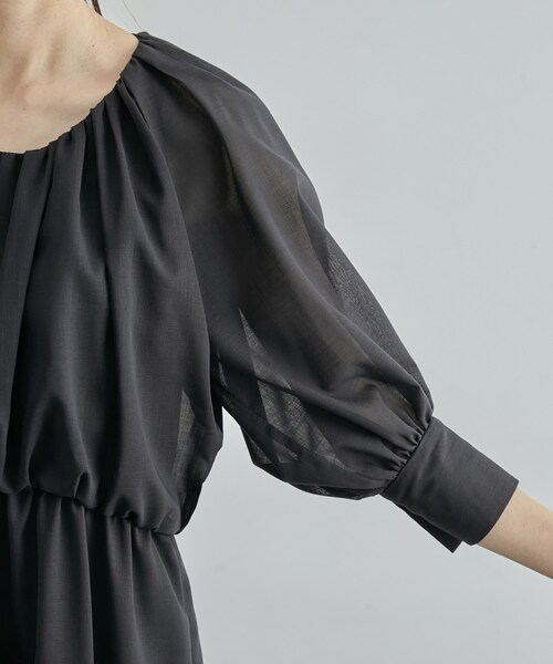 ROPE'（ロペ）の「【限定店舗・J'aDoRe限定】エレガンスウールボイルワンピース（ワンピース・レディース・ネイビー・38/36）」の17枚目の写真