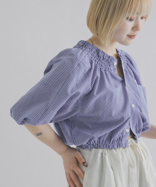 THE GOODLAND MARKET（ザグッドランドマーケット）の「77circa　make shirring neck shirt（シャツ/ブラウス・レディース・stripe 1/stripe 2/stripe 3/stripe 4/stripe 5/stripe 6/stripe 7/stripe 8・One）」の11枚目の写真