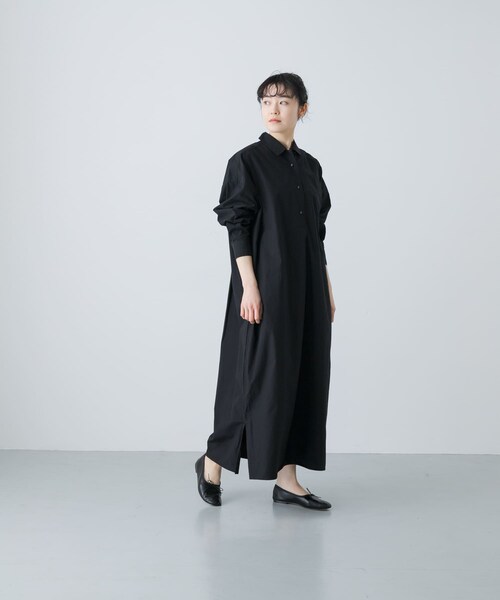 かぐれ（カグレ）の「『2サイズ展開』コットンシルクシャツワンピース（ワンピース・レディース・BEIGE/BLACK/PINK・0/1）」の12枚目の写真