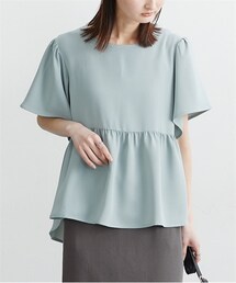nissen | 【洗える】ふんわりペプラム半袖ブラウス【接触冷感・UVカット・しわになりにくい】(シャツ/ブラウス)