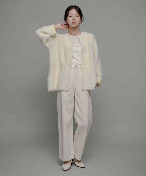 URBAN RESEARCH Sonny Label（アーバンリサーチサニーレーベル）の「ダブルフェイスバイカラーカーディガン（カーディガン/ボレロ・レディース・オフ/ベージュ/グレー・FREE）」の10枚目の写真