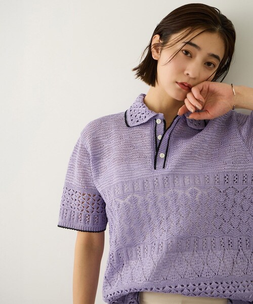 ROPE'（ロペ）の「【COOHEM(コーヘン)】SUKASHI EMBOSSED KNIT/イージーケア・セットアップ対応（ニット/セーター・レディース・キナリ/ラベンダー・F）」の22枚目の写真