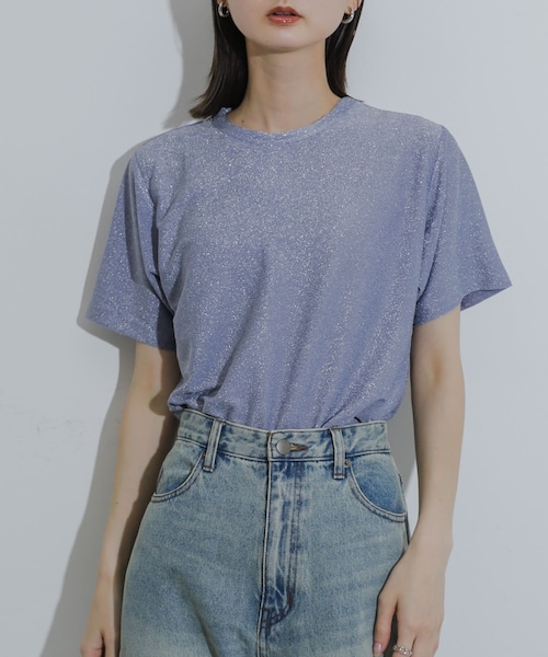SENSE OF PLACE by URBAN RESEARCH(センスオブプレイスバイアーバンリサーチ)の「クルーネックラメTシャツ(半袖)(Tシャツ/カットソー・レディース・SILVER/NAVY/ORANGE/L.BLUE/BLACK/BROWN・one)」の7枚目の写真