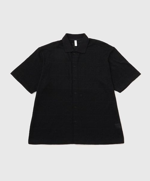 ADAM ET ROPE'(アダムエロペ)の「メッシュジャガードポロニットシャツ(ポロシャツ・メンズ・ブラック/ライトグレー/キャメル系・L/M)」の4枚目の写真