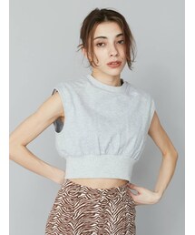 EVRIS | パワーショルダークロップドスウェットトップス(Tシャツ/カットソー)