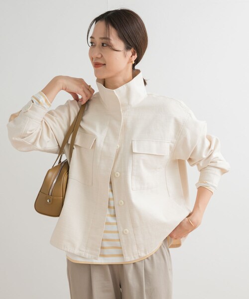 URBAN RESEARCH DOORS(アーバンリサーチドアーズ)の「ミリタリースタンドカラージャケット(ミリタリージャケット・レディース・NATURAL/KHAKI・M)」の7枚目の写真