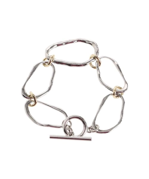 LAGUNAMOON（ラグナムーン）の「フォルムミックスチェーンブレスレット（ブレスレット・レディース・ライトグレー/シルバー/ゴールド・F）」の4枚目の写真