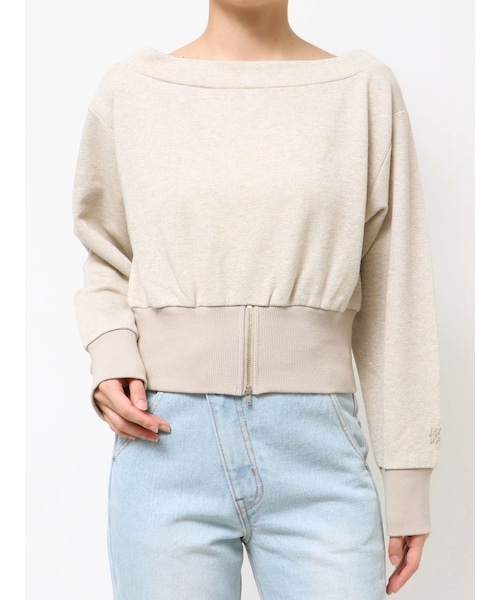 LAGUNAMOON（ラグナムーン）の「ウエストZIPラメスウェットプルオーバー（スウェット・レディース・ライトグレー/ベージュ・F）」の5枚目の写真