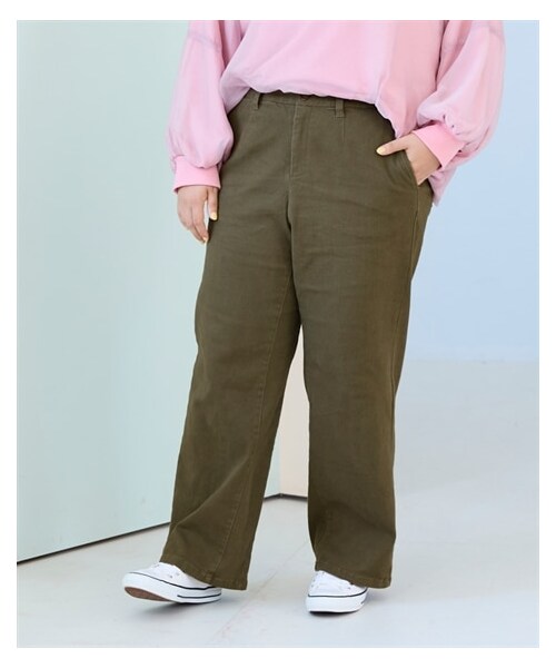 nissen（ニッセン）の「＜大きいサイズ＞スマイルさんのためのキレイに見えるワイドパンツ（ゆったりヒップ）（パンツ・レディース・ベージュ/ミルキーベージュ/パープル/カーキ/黒/オールドローズ・L/LL/3L/4L/5L/6L/8L/10L）」の17枚目の写真