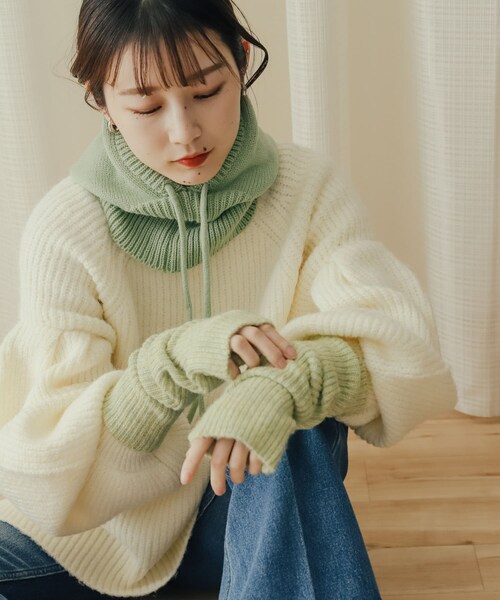 SENSE OF PLACE by URBAN RESEARCH(センスオブプレイスバイアーバンリサーチ)の「バラクラバ(ニットキャップ/ビーニー・レディース・GREEN/BLACK/IVORY・one)」の3枚目の写真