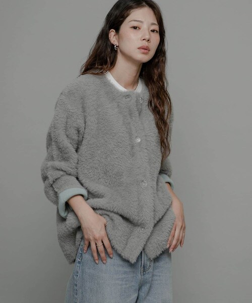 URBAN RESEARCH Sonny Label（アーバンリサーチサニーレーベル）の「ダブルフェイスバイカラーカーディガン（カーディガン/ボレロ・レディース・オフ/ベージュ/グレー・FREE）」の16枚目の写真