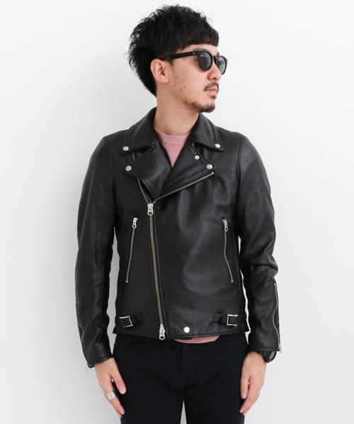 URBAN RESEARCH Sonny Label（アーバンリサーチサニーレーベル）の「SEVESKIG　別注GOAT SKIN S-RIDERS JACKET（ライダースジャケット・メンズ・BLACK・S/M）」の5枚目の写真