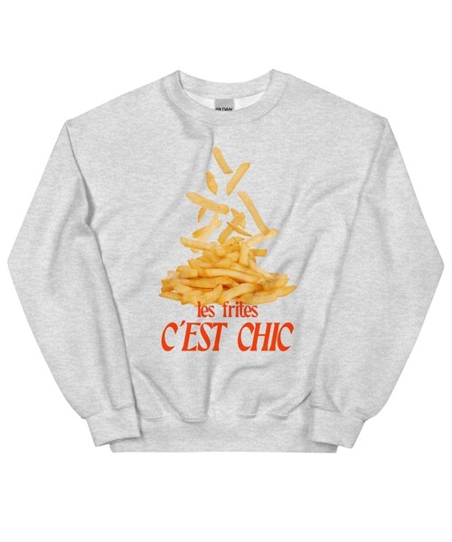 bonjour records（ボンジュールレコーズ）の「Polychrome Goods/ポリクロームグッズ Les Frites, C'est Chic Sweatshirt（スウェット・レディース・グレー/ベージュ・L/M/XL）」の7枚目の写真