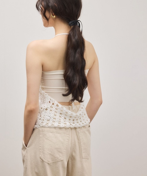 ADAM ET ROPE'（アダムエロペ）の「クロシェニットビスチェ（キャミソール・レディース・ホワイト/カーキ系・F）」の19枚目の写真
