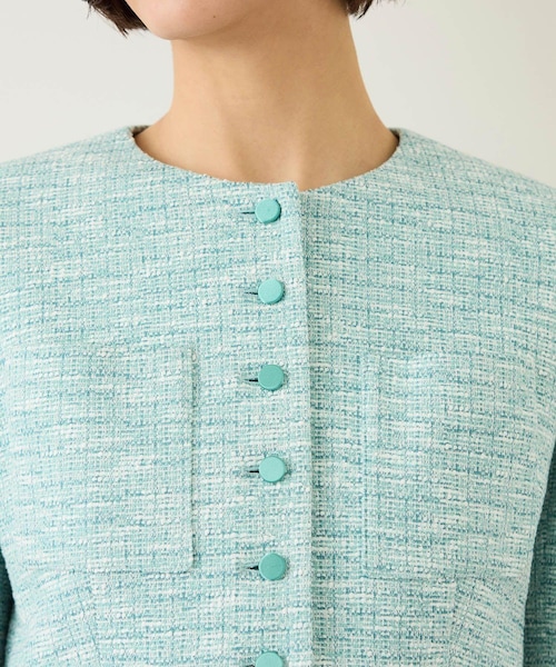 ROPE'(ロペ)の「ツイードノーカラージャケット(ノーカラージャケット・レディース・ブラック系/ターコイズ・36/38)」の22枚目の写真