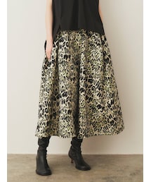 ELENDEEK | LEOPARD W TUCK FLARE SK(スカート)