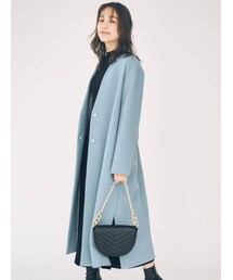 MERCURYDUO | ウールノーカラーVネックコート(ノーカラーコート)