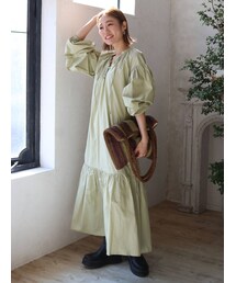 Ungrid | レースアップティアードマキシワンピース(ワンピース)