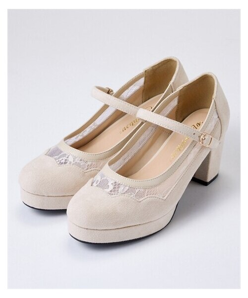 nissen（ニッセン）の「【ゆったり幅広】ストーム付チュールストラップパンプス（低反発中敷）（ワイズ４Ｅ）（パンプス・メンズ・黒(レース)/アイボリー(レース)・23.5cm/4E/24.0cm/4E/24.5cm/4E/25.0cm/4E/25.5cm/4E/26.0cm/4E/26.5cm/4E）」の13枚目の写真