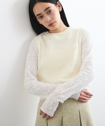 VIS | フラワーモチーフニットベスト(ベスト)