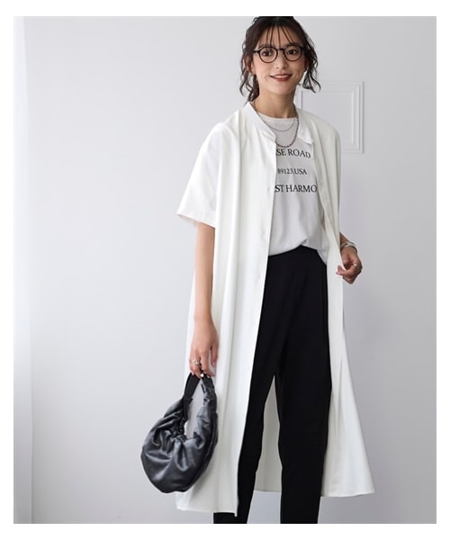 nissen（ニッセン）の「＜大きいサイズ＞【夏の多機能素材】汗染みしにくいバンドカラーシャツワンピース（ワンピース・レディース・オフホワイト/ネイビー/モカ・L/LL/3L/4L/5L/6L/8L/10L）」の16枚目の写真