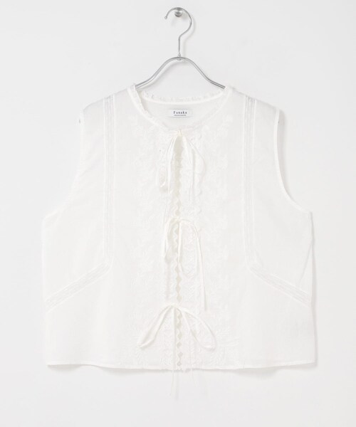 THE GOODLAND MARKET（ザグッドランドマーケット）の「FANAKA　ノースリーブブラウス（シャツ/ブラウス・レディース・WHITE/BLACK・Free）」の9枚目の写真