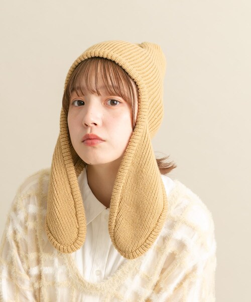 KBF（ケイビーエフ）の「ロングイヤーフラップニットキャップ（ニットキャップ/ビーニー・レディース・RED/BEIGE/BLACK・one）」の16枚目の写真