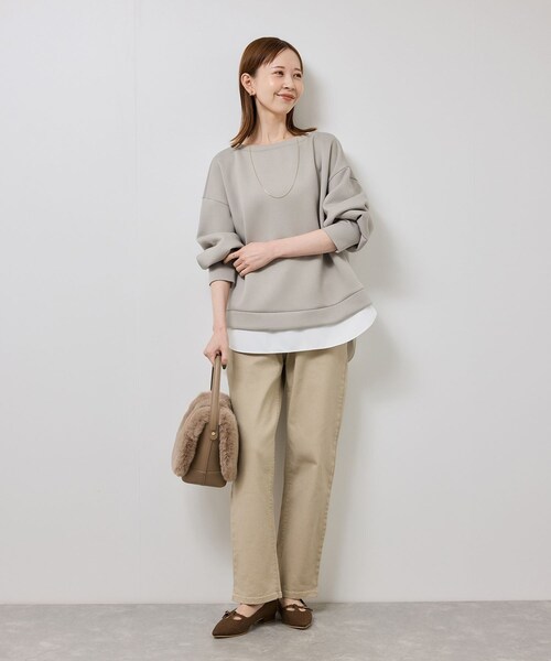 ROPE' PICNIC（ロペピクニック）の「カルゼダンボールレイヤードプルオーバー（Tシャツ/カットソー・レディース・チャコール/グレー系/キナリ・F）」の12枚目の写真