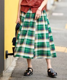 nissen | 大きいサイズインド綿100%ロングスカート（ゆったりヒップ）(スカート)