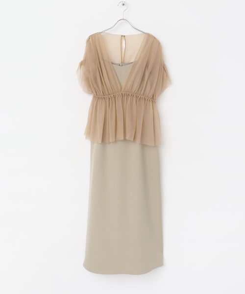 URBAN RESEARCH ROSSO（アーバンリサーチロッソ）の「kaene　ギャザーブラウスセットドレス（ワンピース・レディース・pinkbeige/BK・36）」の12枚目の写真