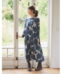 nissen | 大きいサイズ　【BARNDOORコラボ】裏起毛カットソーロングワンピース（OtonaSMILE）(ワンピース)