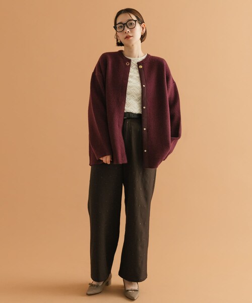 URBAN RESEARCH ROSSO（アーバンリサーチロッソ）の「F by ROSSO　ハミルトン接結ニットコート（テーラードジャケット・レディース・L/GREIGE/GRAY/D/CHERRY・Free）」の10枚目の写真
