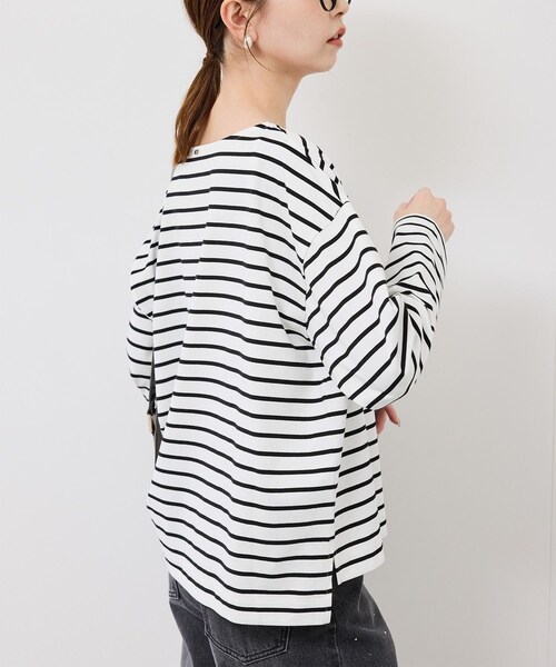 ROPE' PICNIC（ロペピクニック）の「ボックスシルエットボーダーカットソー（Tシャツ/カットソー・レディース・ブラック系/ブラウン/ネイビー系・F）」の9枚目の写真