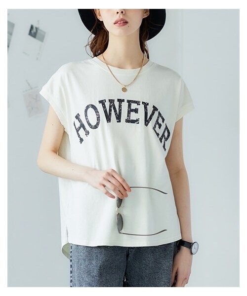 nissen（ニッセン）の「大きいサイズ 綿１００％ピグメント加工ロゴTシャツ（Tシャツ/カットソー・レディース・オフホワイト/セピアグレー/ブルーグレー・L/LL/3L/4L/5L/6L/8L/10L）」の14枚目の写真