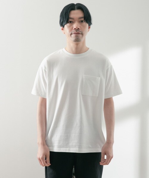 ITEMS URBANRESEARCH（アイテムズ アーバンリサーチ）の「USAコットン ムジポケットTシャツ（Tシャツ/カットソー・メンズ・BLU/OFF/BLK/GRN/YEL・M/L）」の11枚目の写真