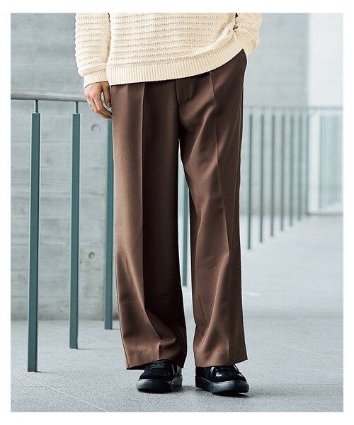 nissen（ニッセン）の「タックワイドスラックス【大きいサイズ有】（パンツ・メンズ・ブラウン/黒・M/L/LL/3L/4L/5L）」の2枚目の写真