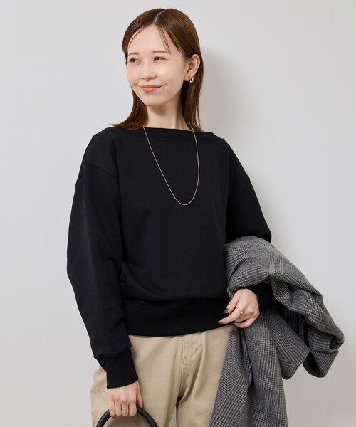 ROPE' PICNIC（ロペピクニック）の「2WAYボートネックスウェット/リンクコーデ（スウェット・レディース・ブラック/ライトグレー/キナリ・F）」の2枚目の写真