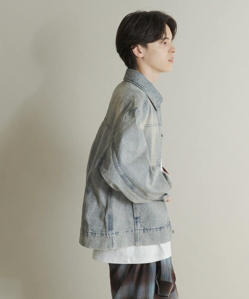 SENSE OF PLACE by URBAN RESEARCH（センスオブプレイスバイアーバンリサーチ）の「ツイストデニムブルゾン（デニムジャケット・メンズ・GREEN/L.INDIGO・M/L）」の20枚目の写真