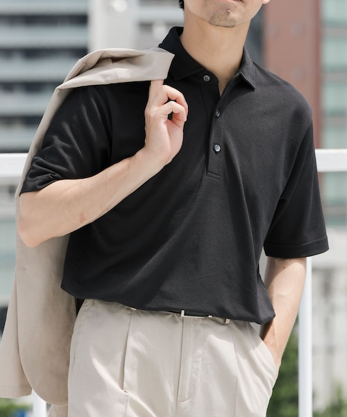 URBAN RESEARCH ROSSO（アーバンリサーチロッソ）の「『WEB限定』『XLサイズあり』 リネン混カノコポロシャツ（ポロシャツ・メンズ・BROWN/IVORY/KHAKI/CHARCOAL/BLACK・S/M/L/XL）」の2枚目の写真
